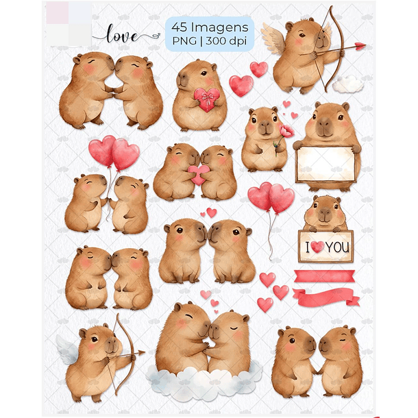 Kit Digital Capivara Apaixonada Dia dos Namorados Png   7