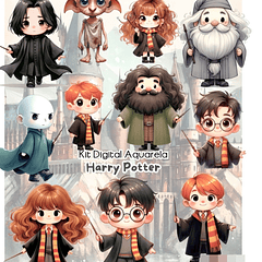 Kit Digital Harry Potter Aquarela Arquivo em Png 