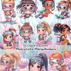 Kit Digital Mergulhador e Mergulhadora Arquivo em Png 