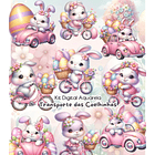 Kit Digital Coelho da Páscoa Transporte Rosa e Azul Arquivo em Png  1