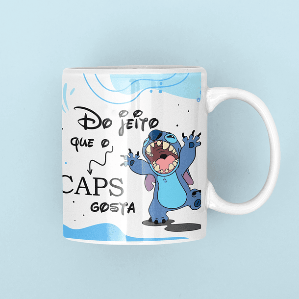 Artes Caneca Stitch do Jeito que o Caps Gosta Azul em Png
