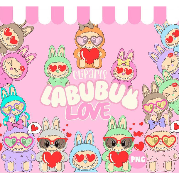 Kit Digital Labubu Love em Png  