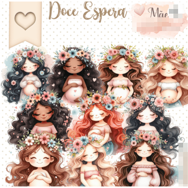 Kit Digital Doce Espera Dia das Mães em Png 1