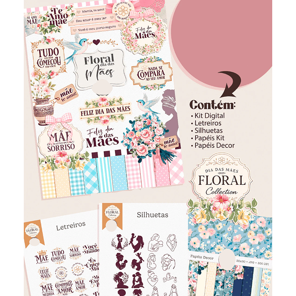 Kit Digital Dia das Mães Aquarela em Png