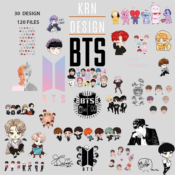 Kit Digital Bts Aquarela em Png 1