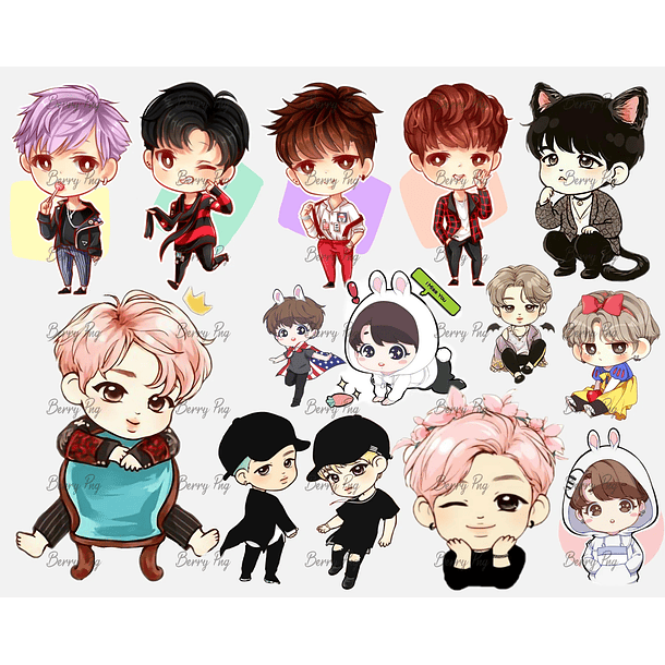 Kit Digital Bts Aquarela em Png 2