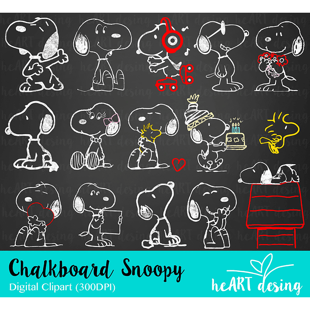 Kit Digital Snoopy Chalkboard em Png