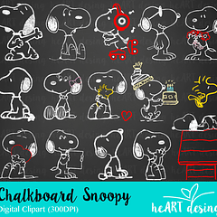Kit Digital Snoopy Chalkboard em Png