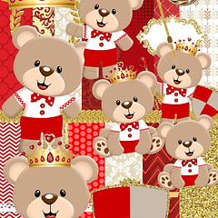 Kit Digital Ursinho Principe Vermelho em Png