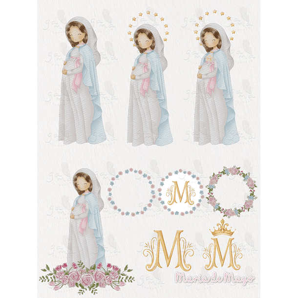 Kit Digital Virgem Maria, Fátima Maria Auxiliadora em Png 2