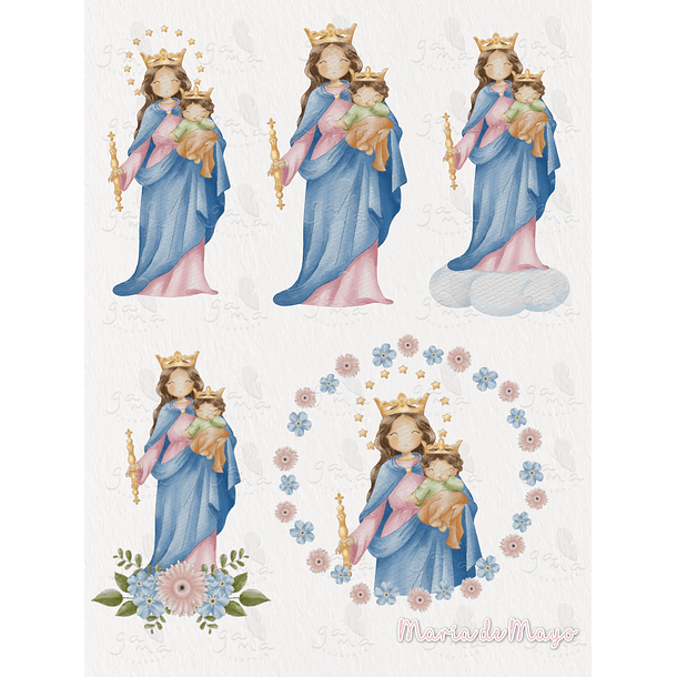 Kit Digital Virgem Maria, Fátima Maria Auxiliadora em Png 3