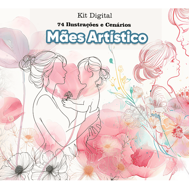 Kit Digital Dia das Mães Linhas em Png
