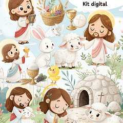 Kit Digital Páscoa Cristã em Png