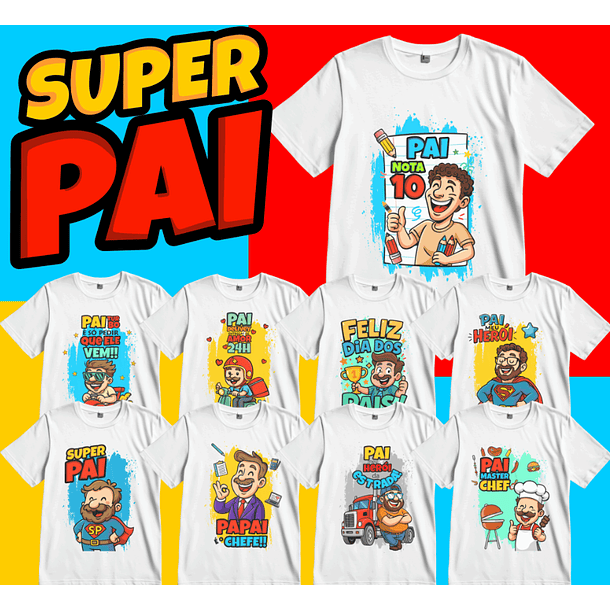 106 Artes para Caneca, azulejo, almofada, e Camisa Dia dos Pais Cartoon + Kit Digital em Jpg 4