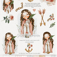Kit Digital Santa Filomena Aquarela em Png 