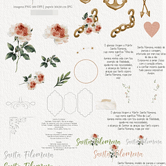 Kit Digital Santa Filomena Aquarela em Png 