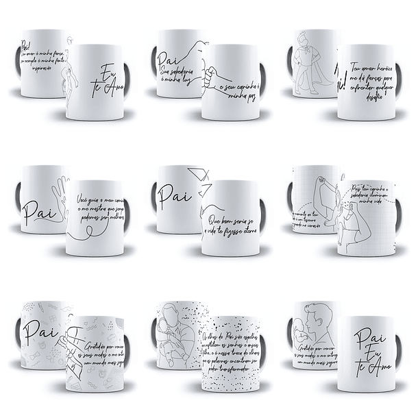 24 Artes para Caneca Dia dos Pais Minimalista Arquivo em Jpg 1