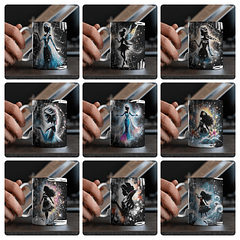 20 Artes para Caneca Princesas Black Arquivo em Jpg