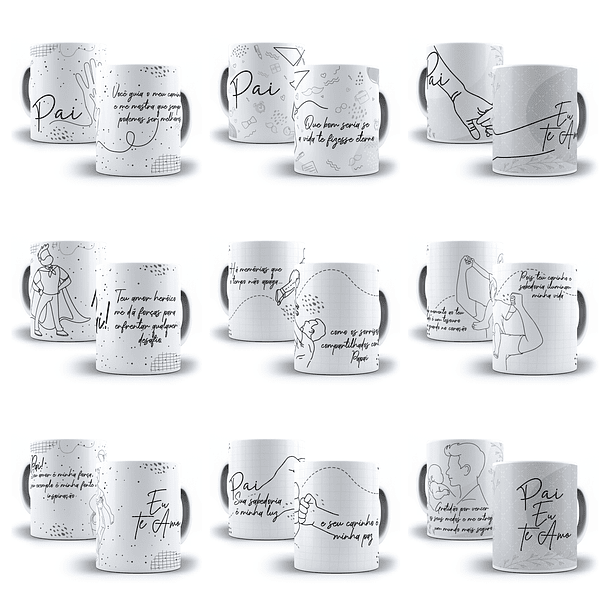 24 Artes para Caneca Dia dos Pais Minimalista Arquivo em Jpg 3