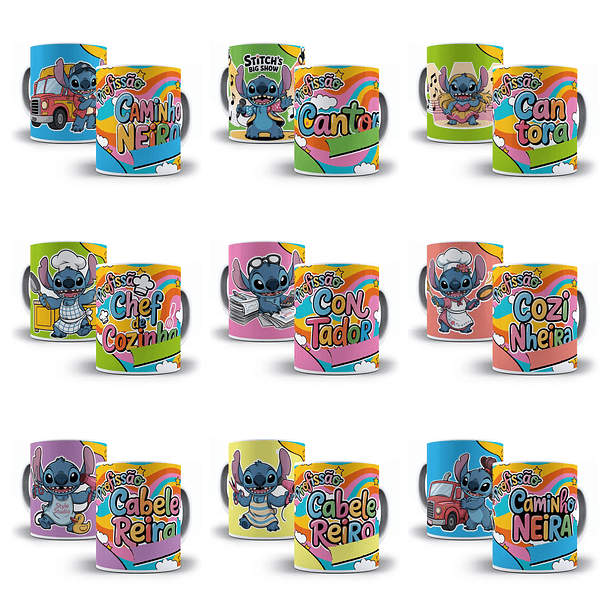 61 Artes para Caneca Profissões Stitch Arquivo em Jpg 7