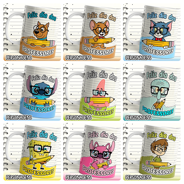 25 Artes para Caneca Personagens Professores Arquivo em Png 1