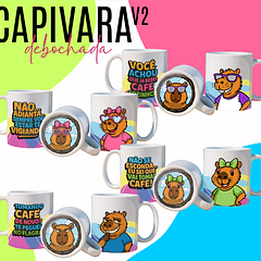 4 Artes para Caneca Capivara Debochada Arquivo Editável 