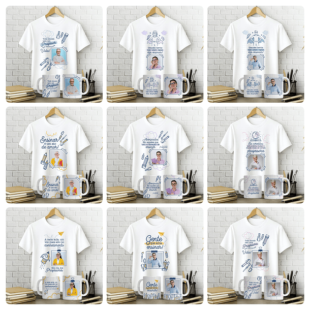 72 Artes para Caneca e Camisa Com e sem Foto Dia dos Professores Arquivo Editável 2