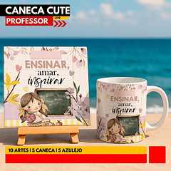 10 Artes para Caneca e Azulejo Dia dos Professores cute Arquivo Editável