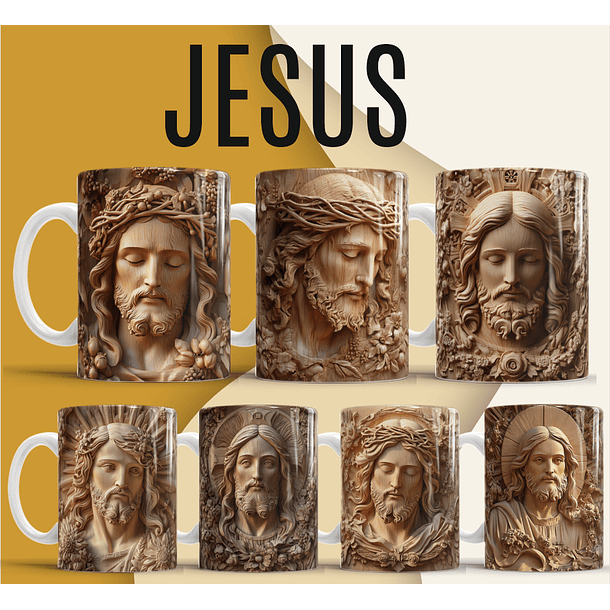 36 Artes para Caneca e Azulejo Jesus Cristo 3D Arquivo em Jpg  1
