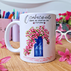 Arte Caneca O conhecimento abre as portas do futuro Arquivo em Png