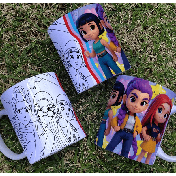 8 Artes para Caneca Colorir Guerreiras Do K-Pop Arquivo Editável 3