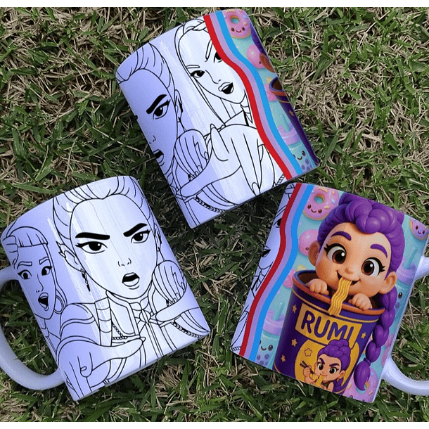 8 Artes para Caneca Colorir Guerreiras Do K-Pop Arquivo Editável 5