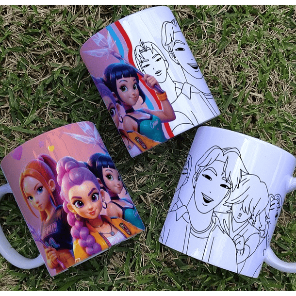 8 Artes para Caneca Colorir Guerreiras Do K-Pop Arquivo Editável 6
