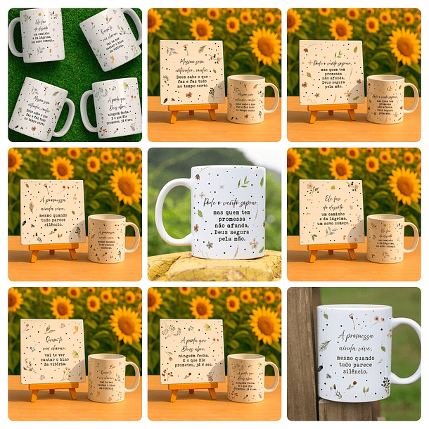 12 Artes para Caneca e Azulejo minimalista Deus Está no Controle Arquivo Editável