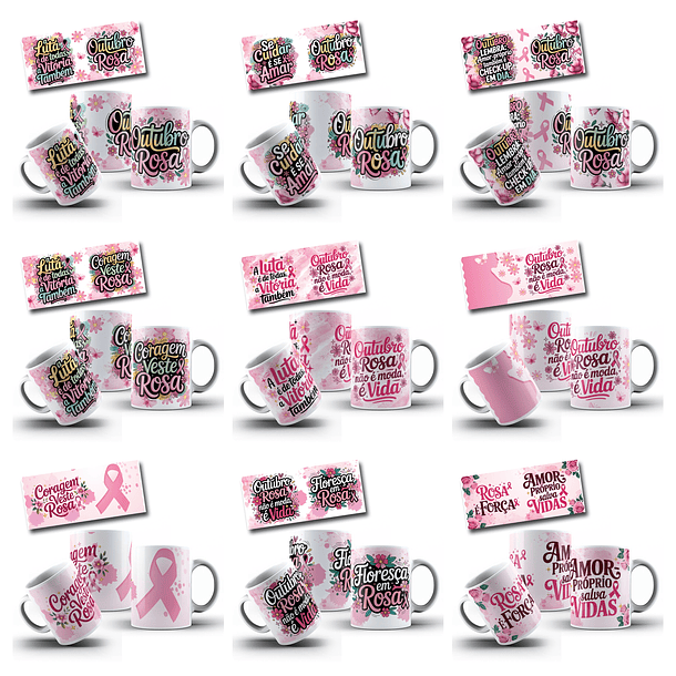 34 Artes para Caneca Outubro Rosa Arquivo em Jpg 6