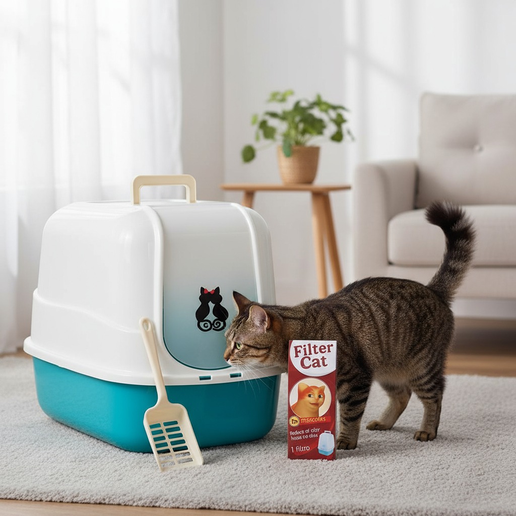 Arenero Cerrado Para Gatos Aguamarina con Filtro y Pala – GATO FELIX