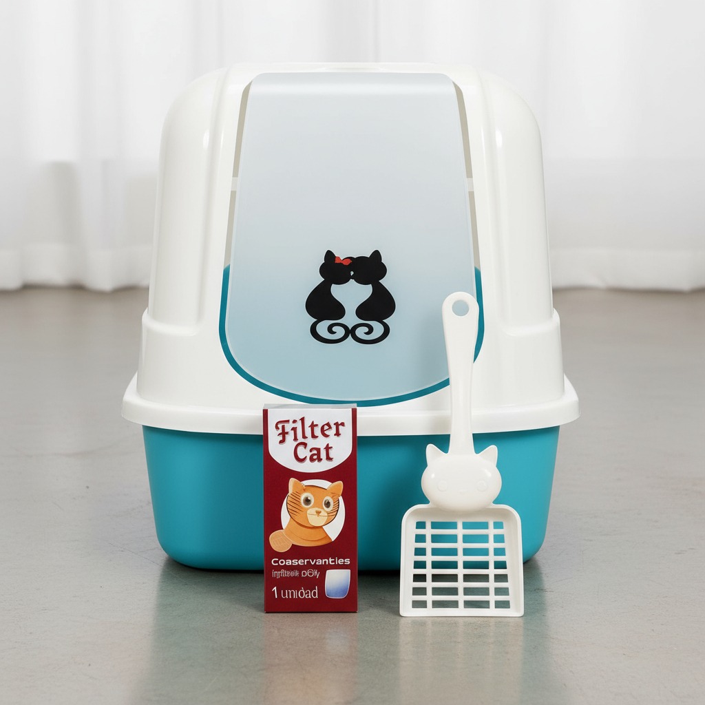 Arenero Cerrado Para Gatos Aguamarina con Filtro y Pala – GATO FELIX