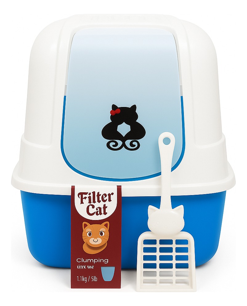 Arenero Cerrado Para Gatos Azul con Filtro y Pala – GATO FELIX