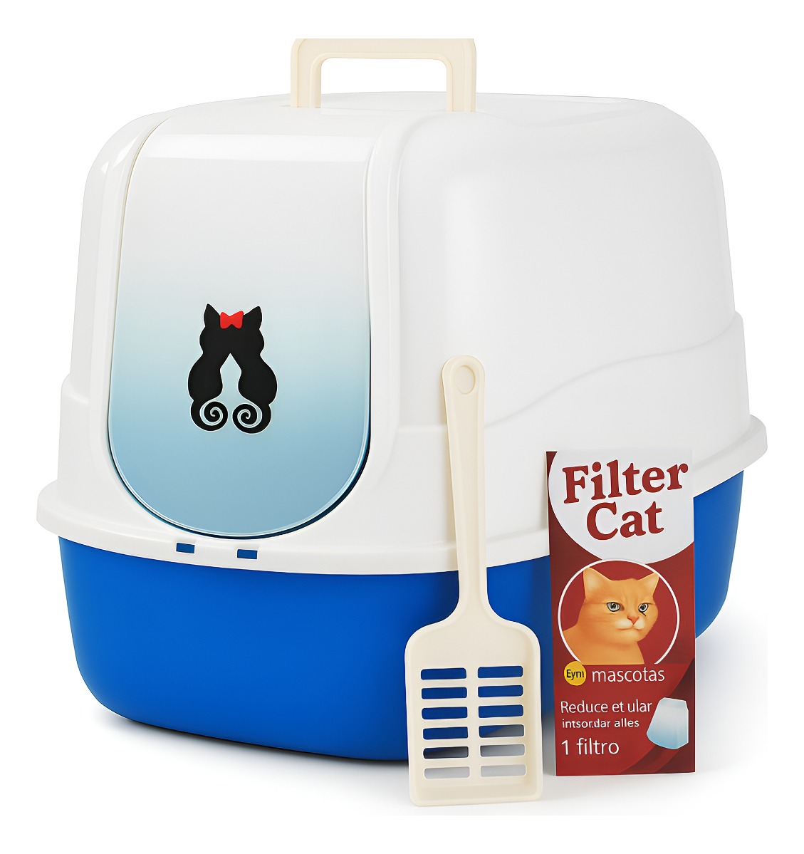 Arenero Cerrado Para Gatos Azul con Filtro y Pala – GATO FELIX