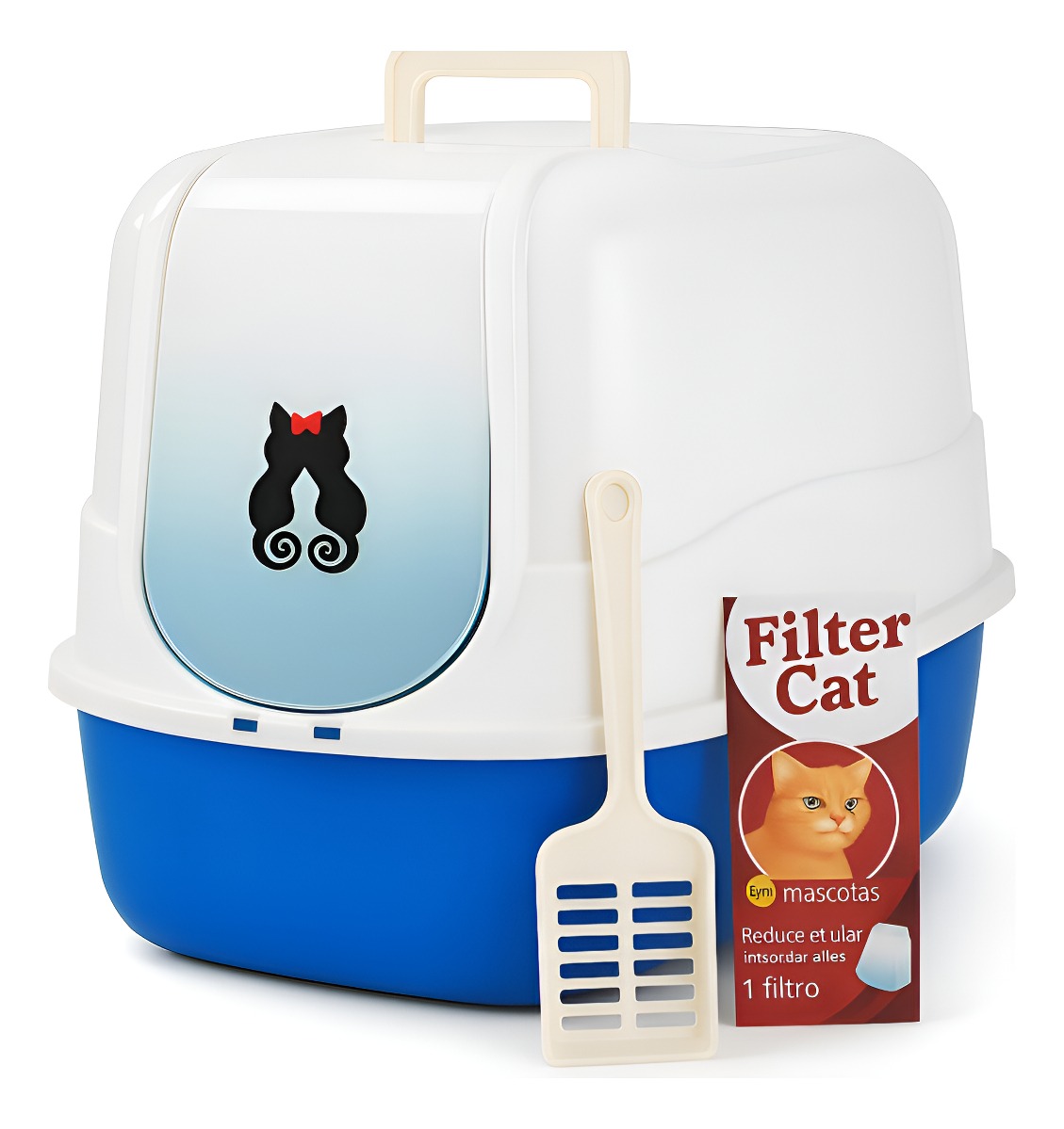 Arenero Cerrado Para Gatos Azul con Filtro y Pala – GATO FELIX