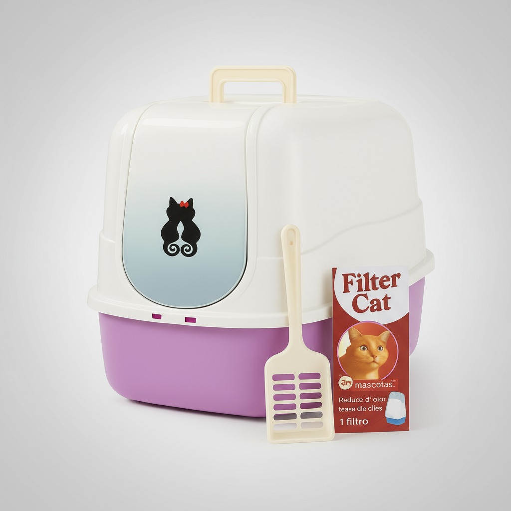 Arenero Cerrado Para Gatos Lila con Filtro y Pala – FILTER