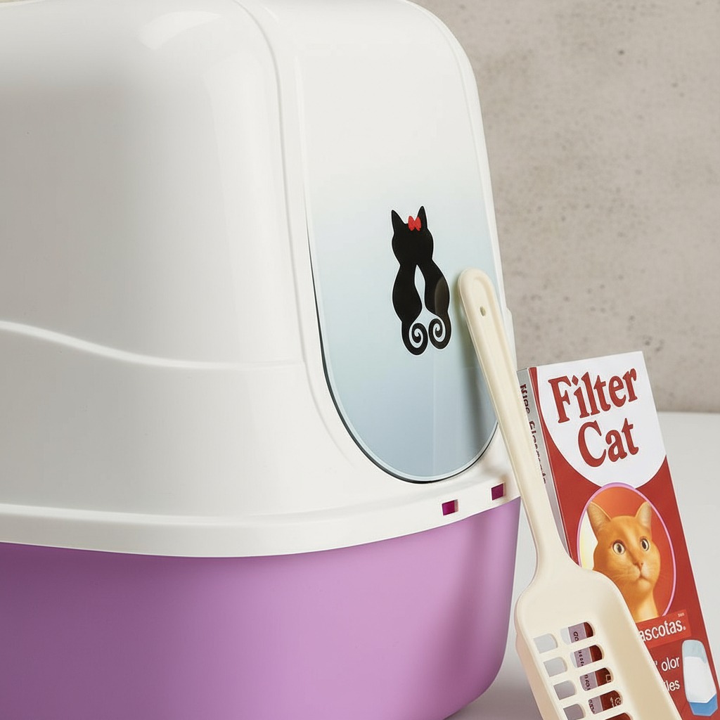 Arenero Cerrado Para Gatos Lila con Filtro y Pala – FILTER