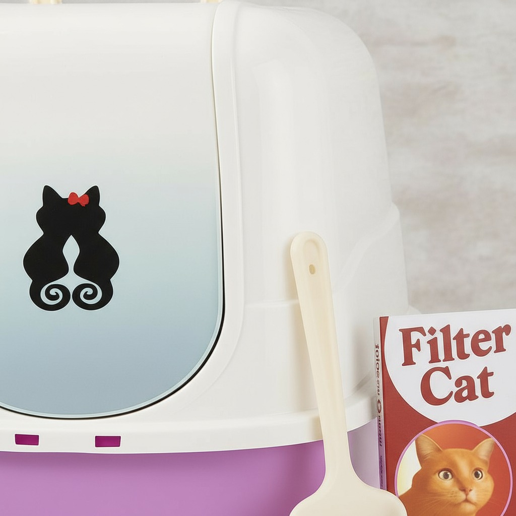 Arenero Cerrado Para Gatos Lila con Filtro y Pala – FILTER