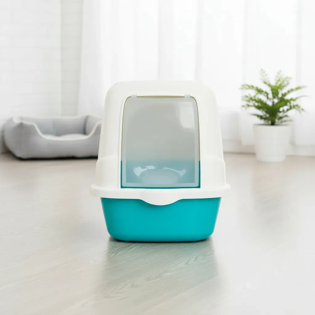 Arenero Para Gatos Cerrado Aguamarina con Filtro, Cernidor y Pala – LUJO
