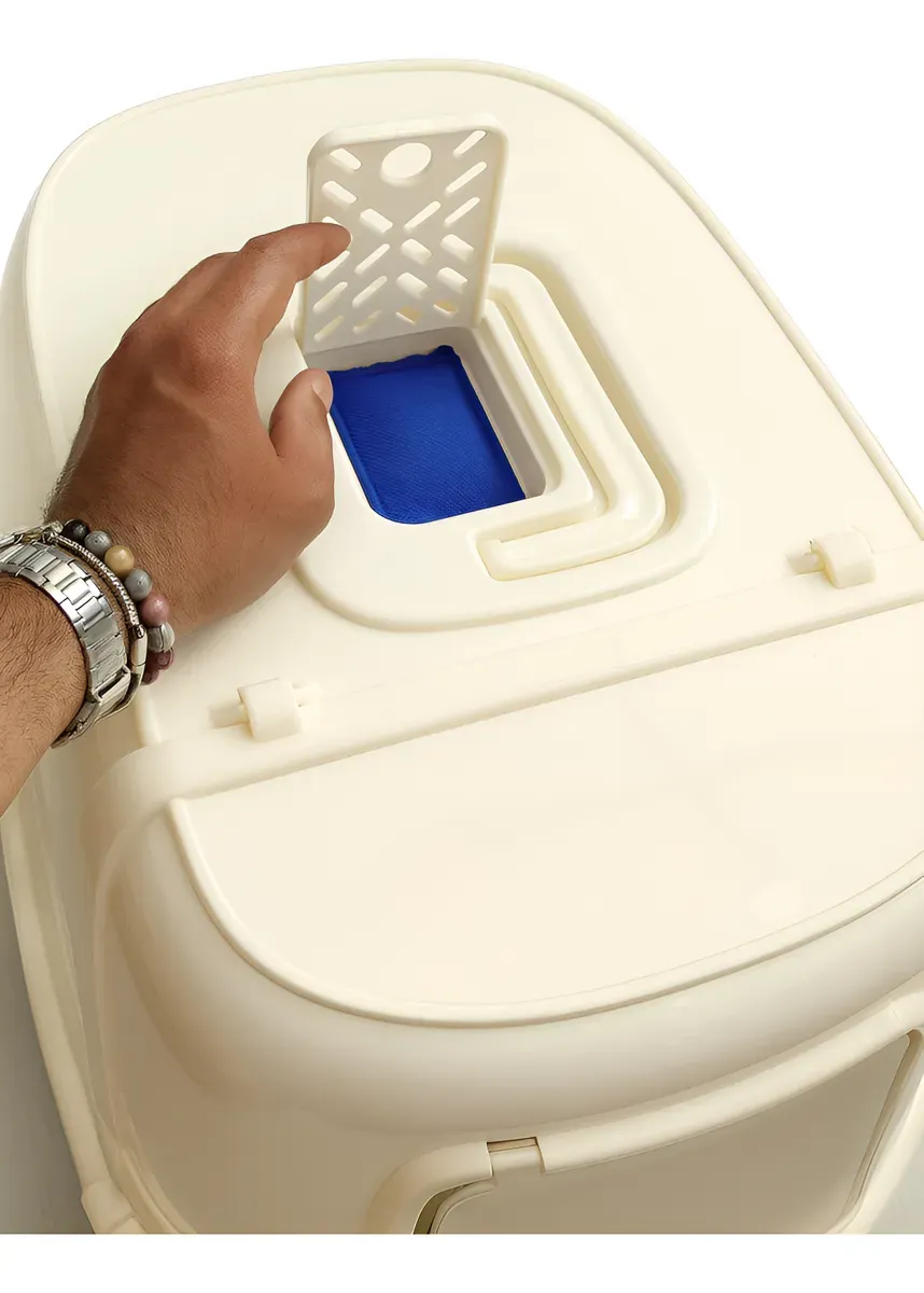 Arenero Para Gatos Cerrado Aguamarina con Filtro, Cernidor y Pala – LUJO