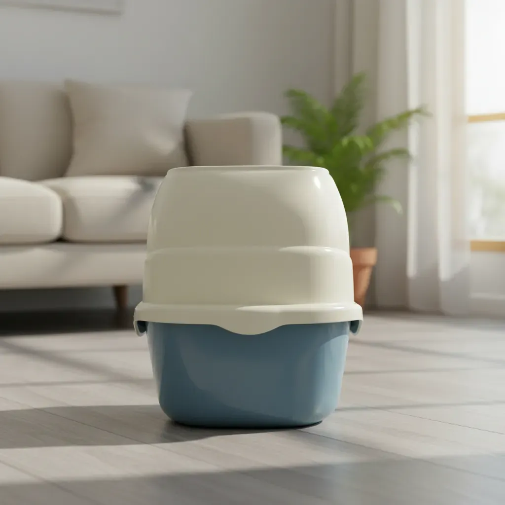 Arenero Para Gatos Cerrado Azul Pastel con Filtro, Cernidor y Pala – LUJO