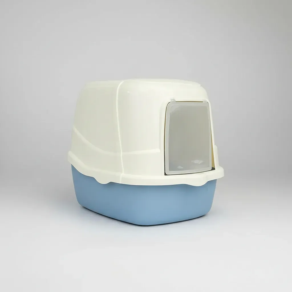 Arenero Para Gatos Cerrado Azul Pastel con Filtro, Cernidor y Pala – LUJO