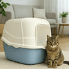 Arenero Para Gatos Cerrado Azul Pastel con Filtro, Cernidor y Pala – LUJO