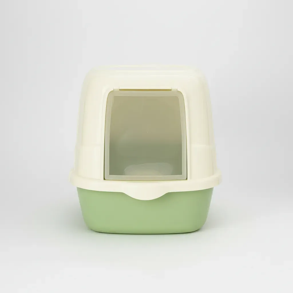 Arenero Para Gatos Cerrado Verde Pastel con Filtro, Cernidor y Pala – LUJO