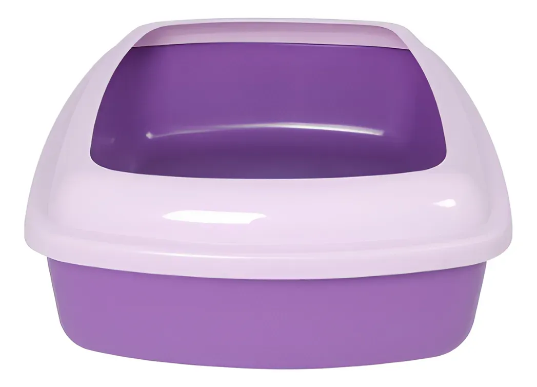 Arenero Sanitario Para Gato Borde Alto con Tapa Antiderrame + Kit Completo – Lila y Morado